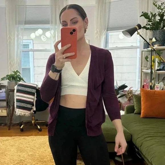 Old Navy Button Down Burgundy / Purple Cardigan Sweater Sz XS - Picture 2 of 12